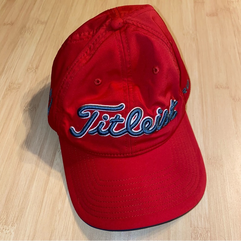 TITLEIST Adult Tour Performance Cap Adjustable Hat Red Teal Golf FJ